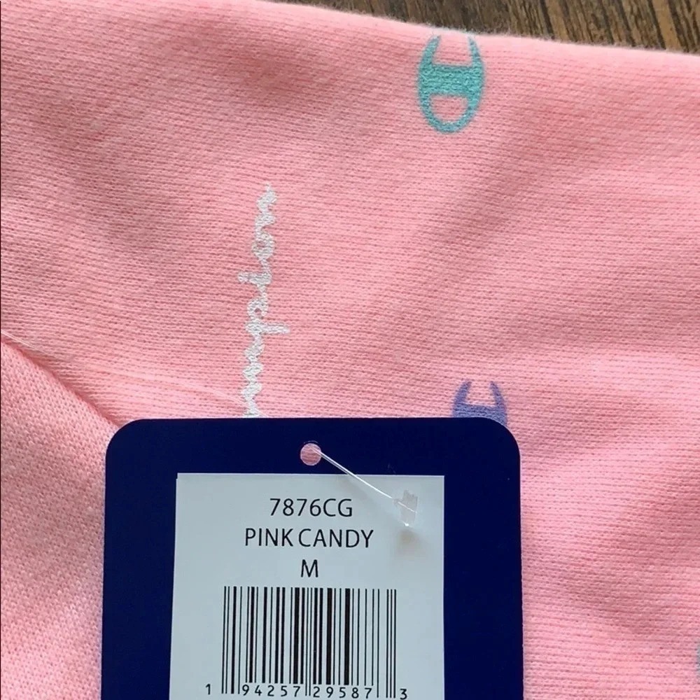 Girls Champion All Over Logo Pink Crewneck Sweatshirt Sz Medium NWT - Picture 7 of 12
